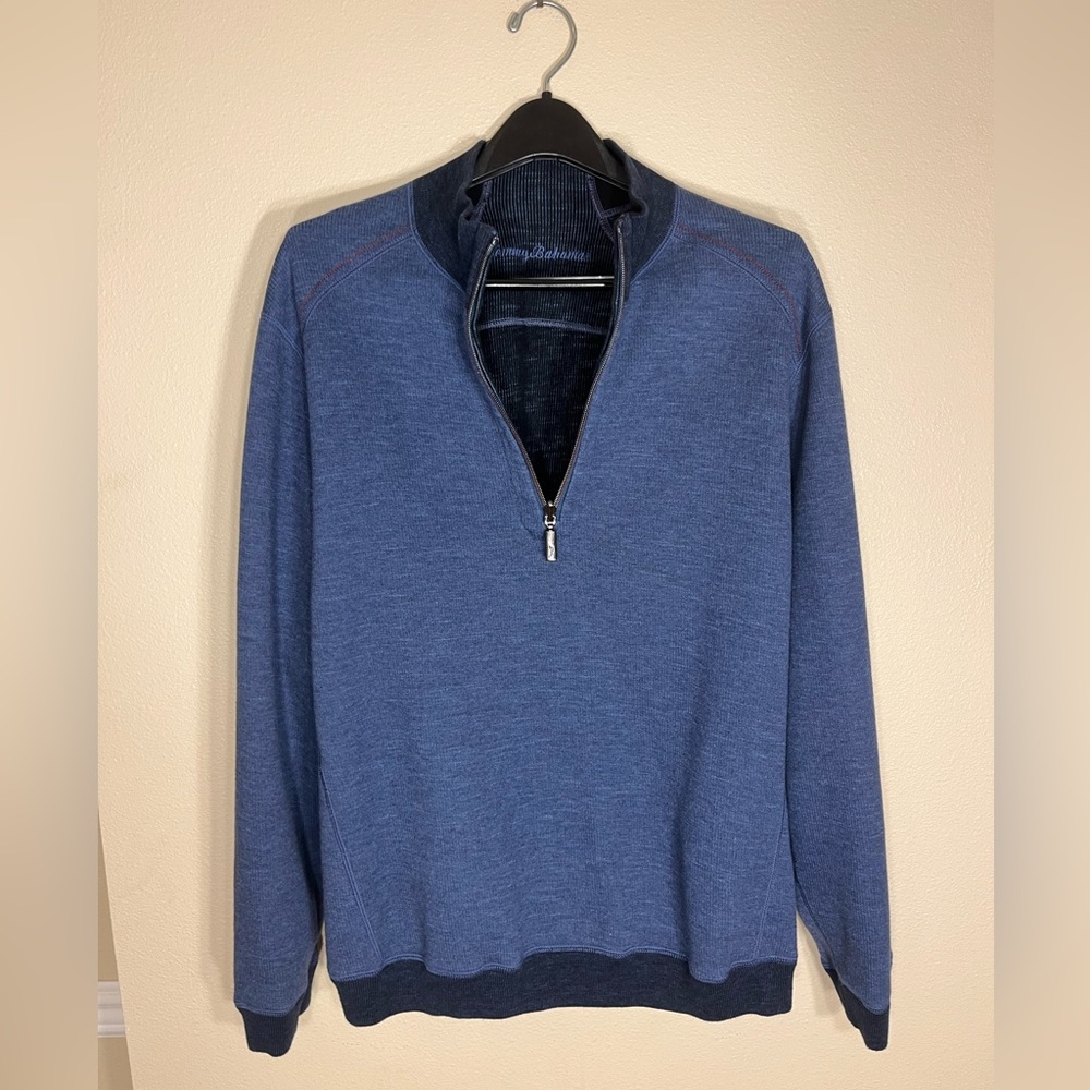 Tommy Bahama Men's Navy Zip-Up Sweater